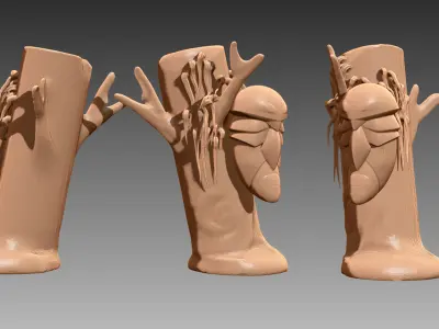 Kakuna waiting on tree Pokemon OBJ STL 3D print model