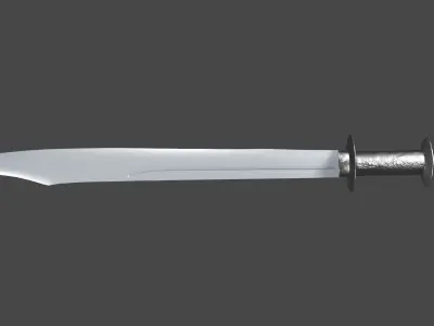 Falchion sword with Khora handle Low-poly 3D model