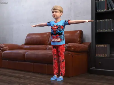 Child Boy Home Style Rigged  purchase 3D model