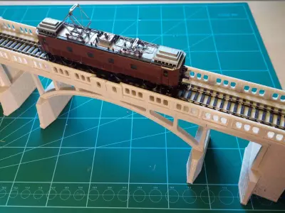 Concrete Single Track Railway Bridge 1-87 FDM 3D print model