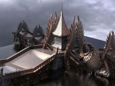 Samurai Emperor Bridge castle kit bash 2 3D model