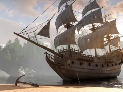 pirates ship scene 3D model