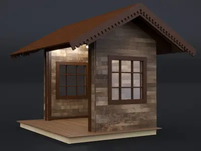 EUROPEAN COMMERCIAL WOODEN BUILDING STALL 2024-001 3D model