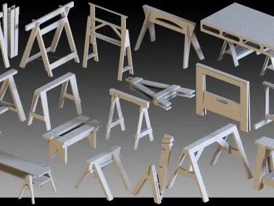 70 Wooden Props- Kitbash- High detail 3d models Low-poly 3D model