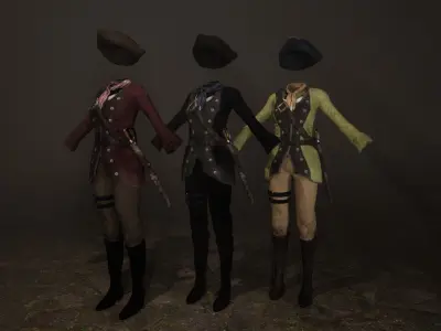 Female Pirate Captain Low-poly 3D model