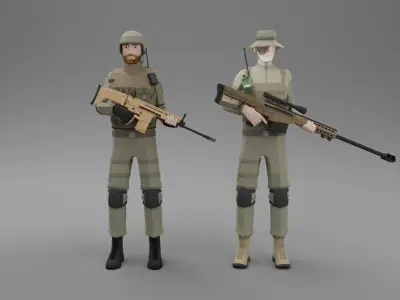 Low Poly Soldiers Rigged Free Free 3D model