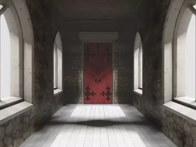 Inside Medieval Castle  Low-poly 3D model