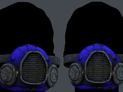Gas mask helmet 3d model scifi Low-poly Low-poly 3D model Low-poly 3D model 13