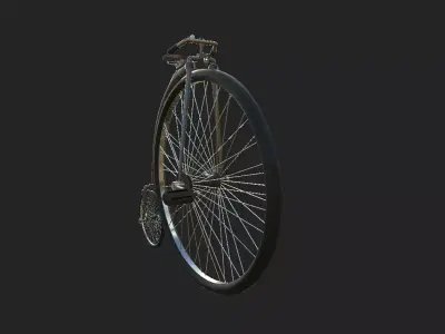 Classic bicycle of the 19th century Low-poly 3D model