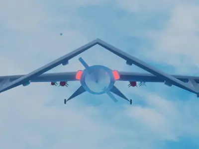 bayraktar PBR low-poly drone flying in sky Free low-poly 3D model