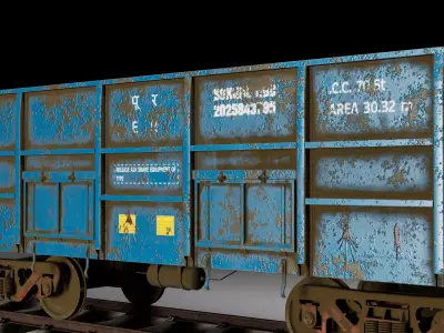 Indian Railways BOXN Open Top Freight Wagon Low-poly 3D model