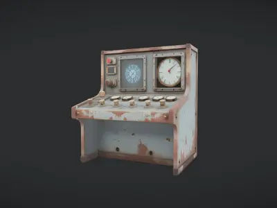 vintage industrial control panel with clocks 3D model