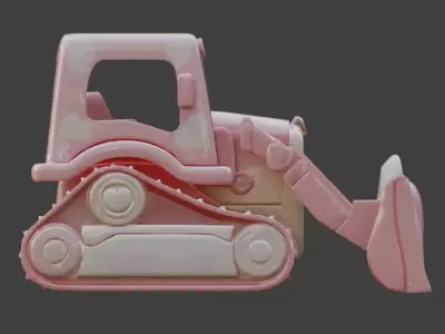 Stylized 3D Valentine  Bulldozer Model Low-poly 3D model purchase