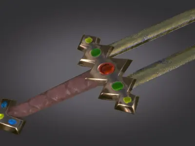 Stylized Medieval Sword melee weapon game ready Low-poly 3D model 5