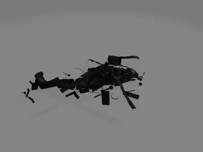crashed helicopter Low-poly 3D model