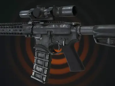 Rigged Tactical Assault Rifle Night Stalker 3D model