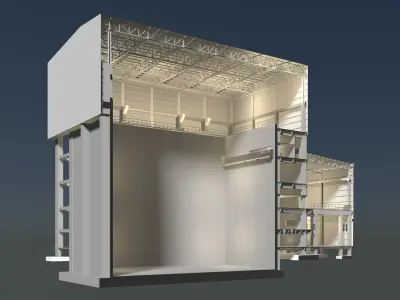 Industrial building in section cut 25i14 3D model
