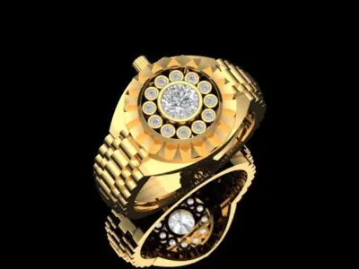 Rings gold and diamond ring 3D print model