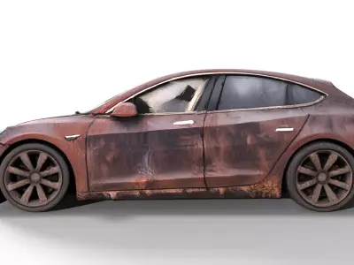 Abandoned Electric car Low-poly 3D model
