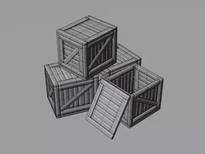 Stylized Wooden Crates Low-poly 3D model