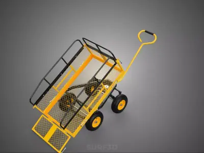 TIPPING MESH CAGE RAILS DECK BED LIFT GARDEN UTILITY CART WAGON 3D model