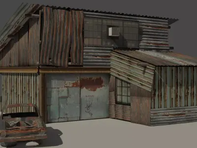 shanty garage decayed Low-poly 3D model