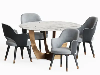 Dining Set table and chairs 3D model