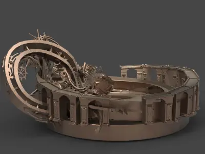 Steampunk Clock garden 3 designs Low-poly 3D model