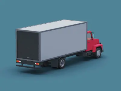  Cartoon Stylized Transporter Truck 80s Low-poly 3D model