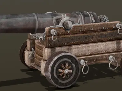 Old cannon 2   Low-poly 3D model