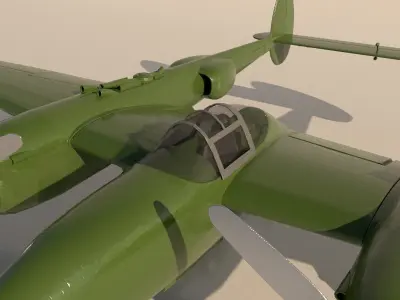 Airplane P38J for 3Dprint 3D print model