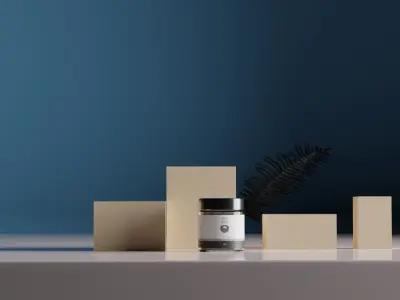 Cosmetic Face Scrub Glass jar with plastic lid and Studio 3D model