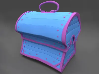 Set of cartoonish chests ancient antique stylized retro Low-poly 3D model