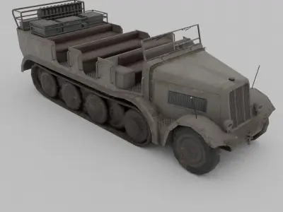 Sd Kfz 7 Famo Heavy Halftrack Low-poly 3D model