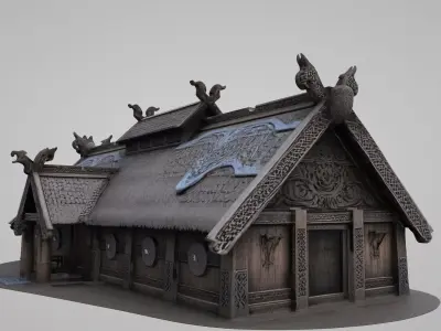  Medieval Viking village house 3D model Low-poly 3D model