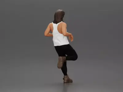 Man with long hair in Tank Top and Pants Leaning Confidently 3D print model