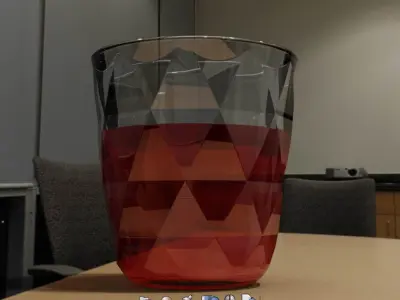 Cup glass of liquid on table Free 3D model