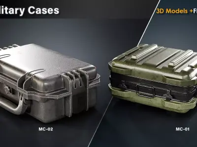 15 Military Cases Game Ready Low-poly 3D model