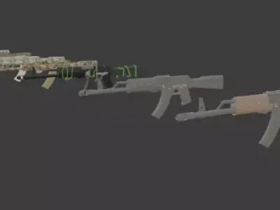 AK-74 Low Poly ak - rifle Low-poly 3D model