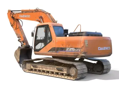 Daewoo Solar 225 LC-V PBR Rigged Excavator Low-poly 3D model