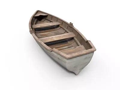 Old Wooden boat Low-poly 3D model