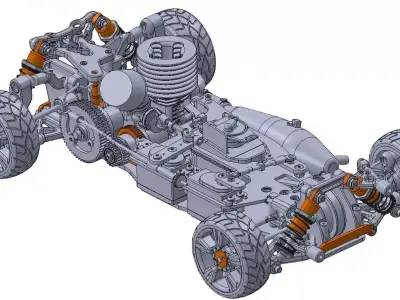 Gasoline RC Car Chassis 3D CAD Model 3D model