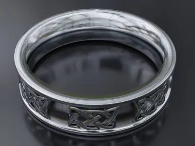 A set of gold and silver rings with a Celtic motif 3D print model