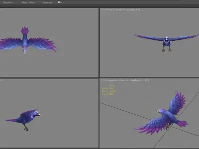 Cartoon Crow - Raven - Blue Bird Monster Low-poly 3D model
