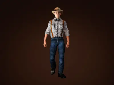 High Quality Man Old Fashion Suspender Low-poly 3D model