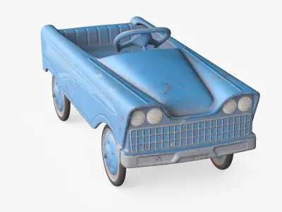 Old Vintage Pedal Car Blue 3D model