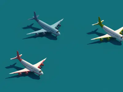 Cartoon Low Poly Airplane Package  Low-poly 3D model