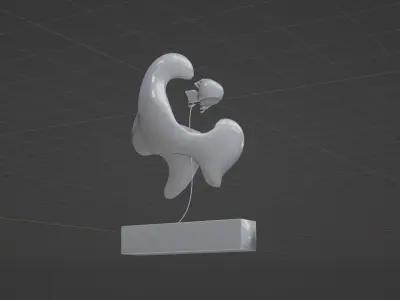 Ethereal Aquatica The Golden Wave Marble Fish Ensemble 3D model