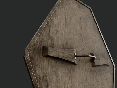 Slavic diamond-shaped shield painted black  the symbol of god Low-poly 3D model