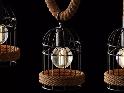 LITFAD Industrial Vintage Chandelier Birdcage Island Light 3D model
